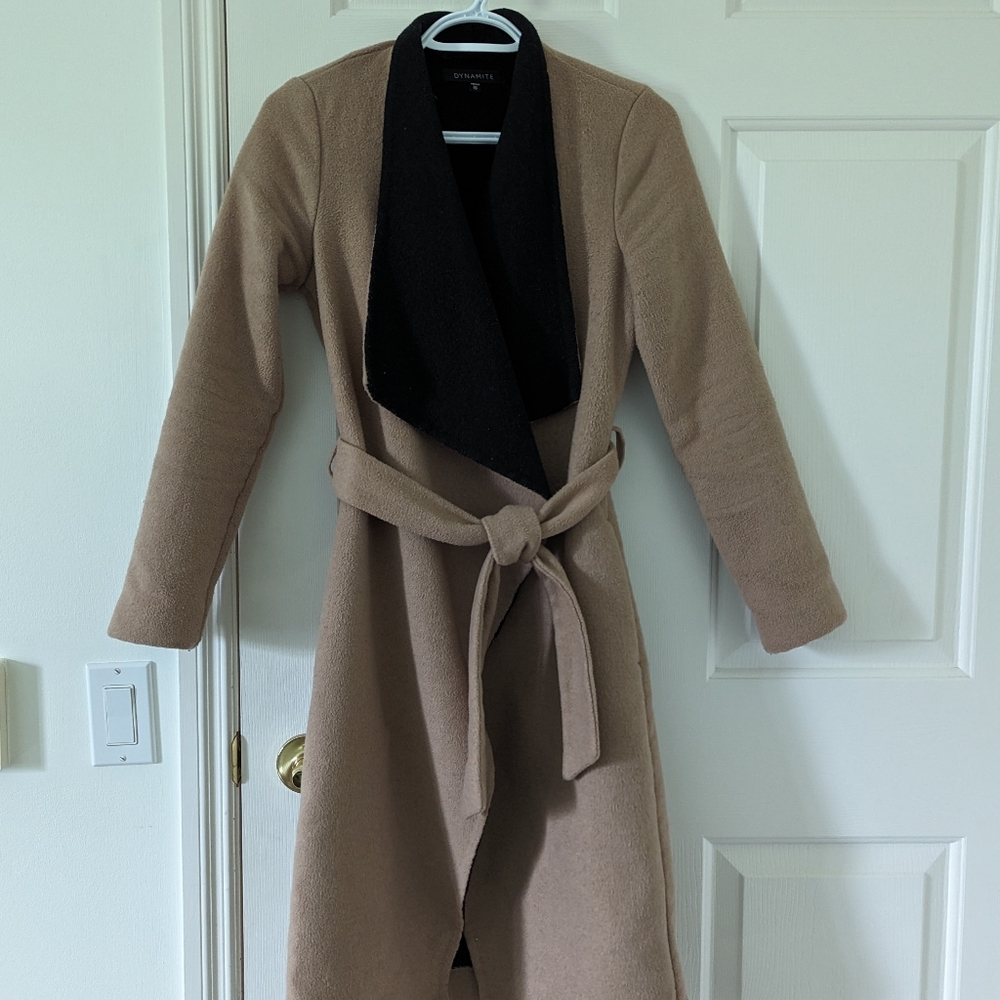 Camel colored wool wrap overcoat // XXS